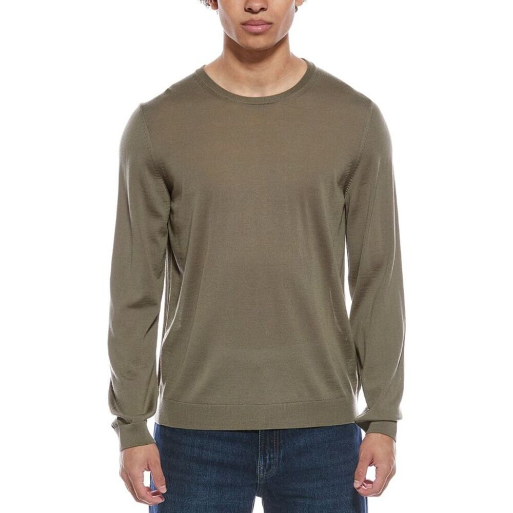 Hugo Boss Mens Boss  Leno Wool Crewneck Sweater, Brown